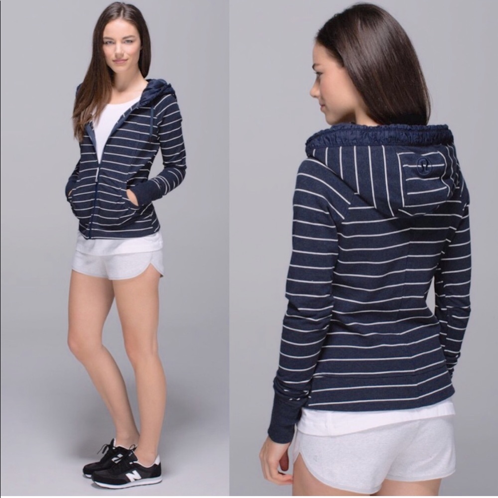 Lululemon In Movement Navy Striped Hoodie Jacket size 2